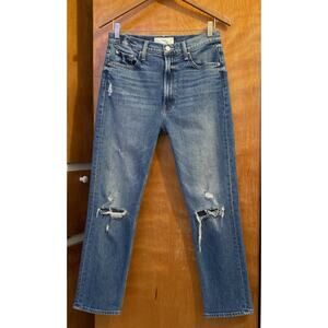 Mother High Waisted Rider Ankle Far Beyond The Sky Distressed Jeans Size 30